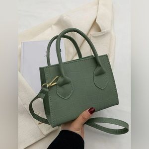 Mini crocodile embossed double handle square bag